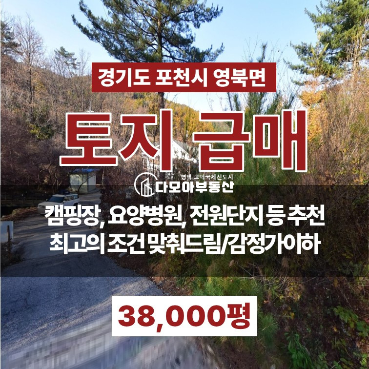 경기 포천시 영북면 산정리 포천 산정호수 인근 토지 급매 캠핑장, 요양병원, 전원주택단지 등 추천 매매 매물번호 10388 사진 1